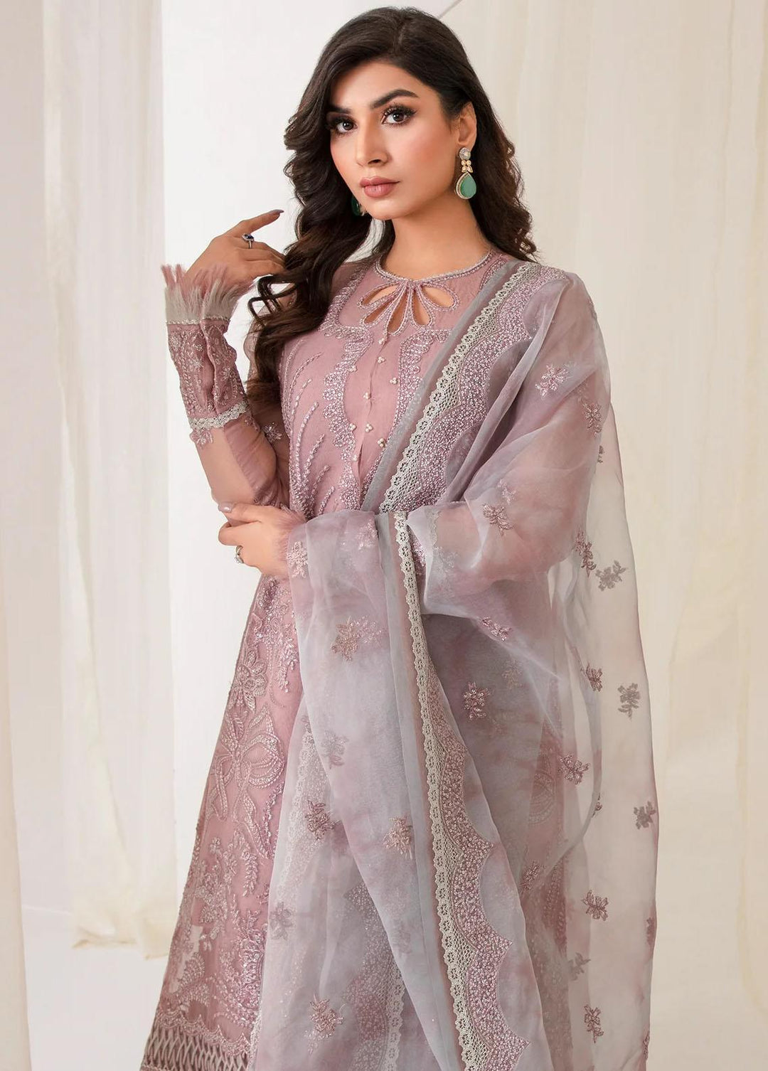 Jazmin Embroidered Organza Suits Unstitched 3 Piece JZ23E 01 Solasta - Exclusive Collection