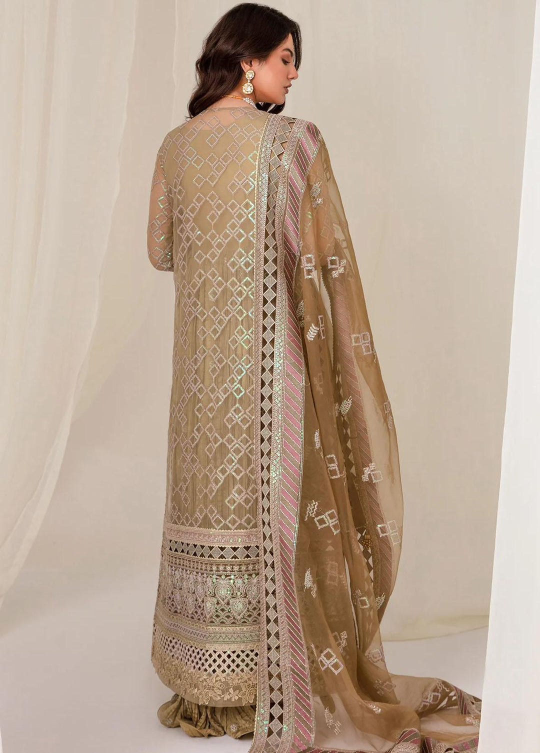 Jazmin Embroidered Chiffon Suits Unstitched 3 Piece JZ23E 02 Soft Jade - Exclusive Collection