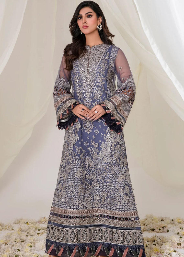 Jazmin Embroidered Net Suits Unstitched 3 Piece JZ23E 03 Geranium - Exclusive Collection