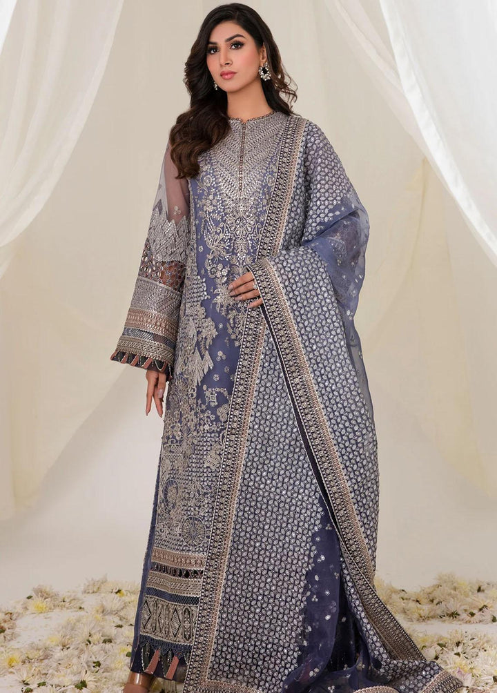 Jazmin Embroidered Net Suits Unstitched 3 Piece JZ23E 03 Geranium - Exclusive Collection