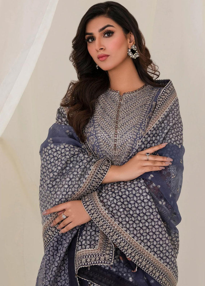 Jazmin Embroidered Net Suits Unstitched 3 Piece JZ23E 03 Geranium - Exclusive Collection