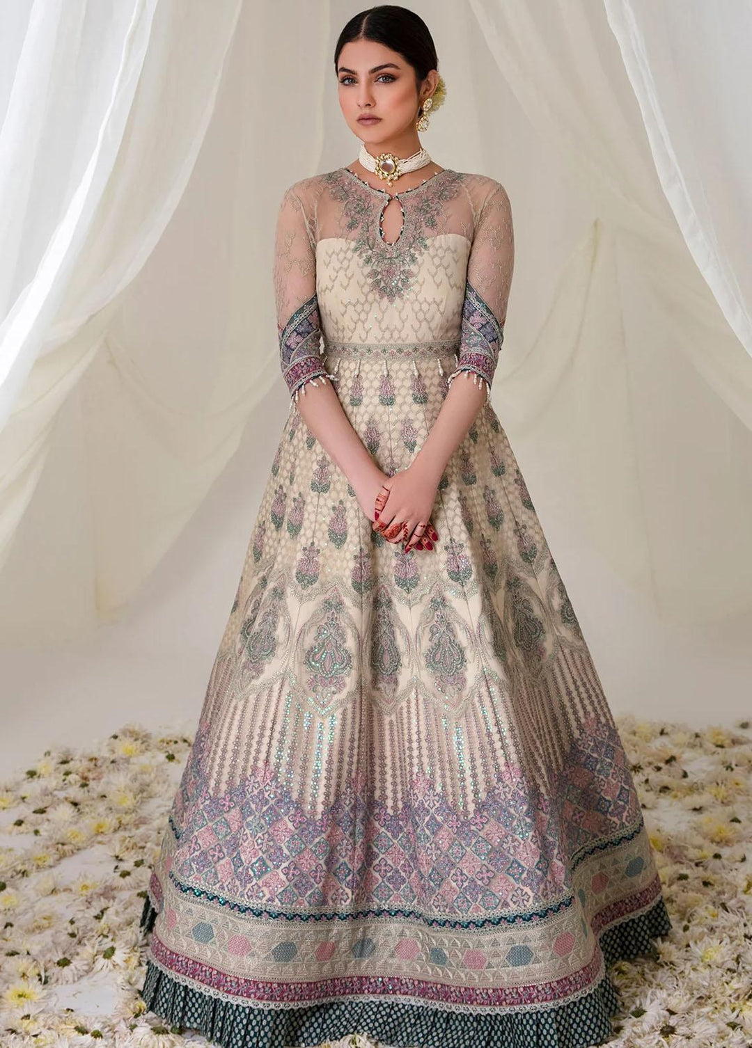 Jazmin Embroidered Net Suits Unstitched 3 Piece JZ23E 04 Klara - Exclusive Collection