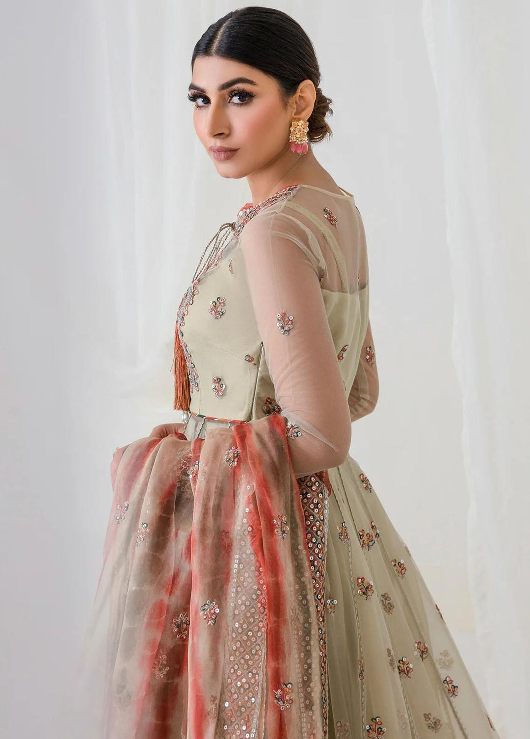 Jazmin Embroidered Net Suits Unstitched 3 Piece JZ23E 07 Aspen - Exclusive Collection