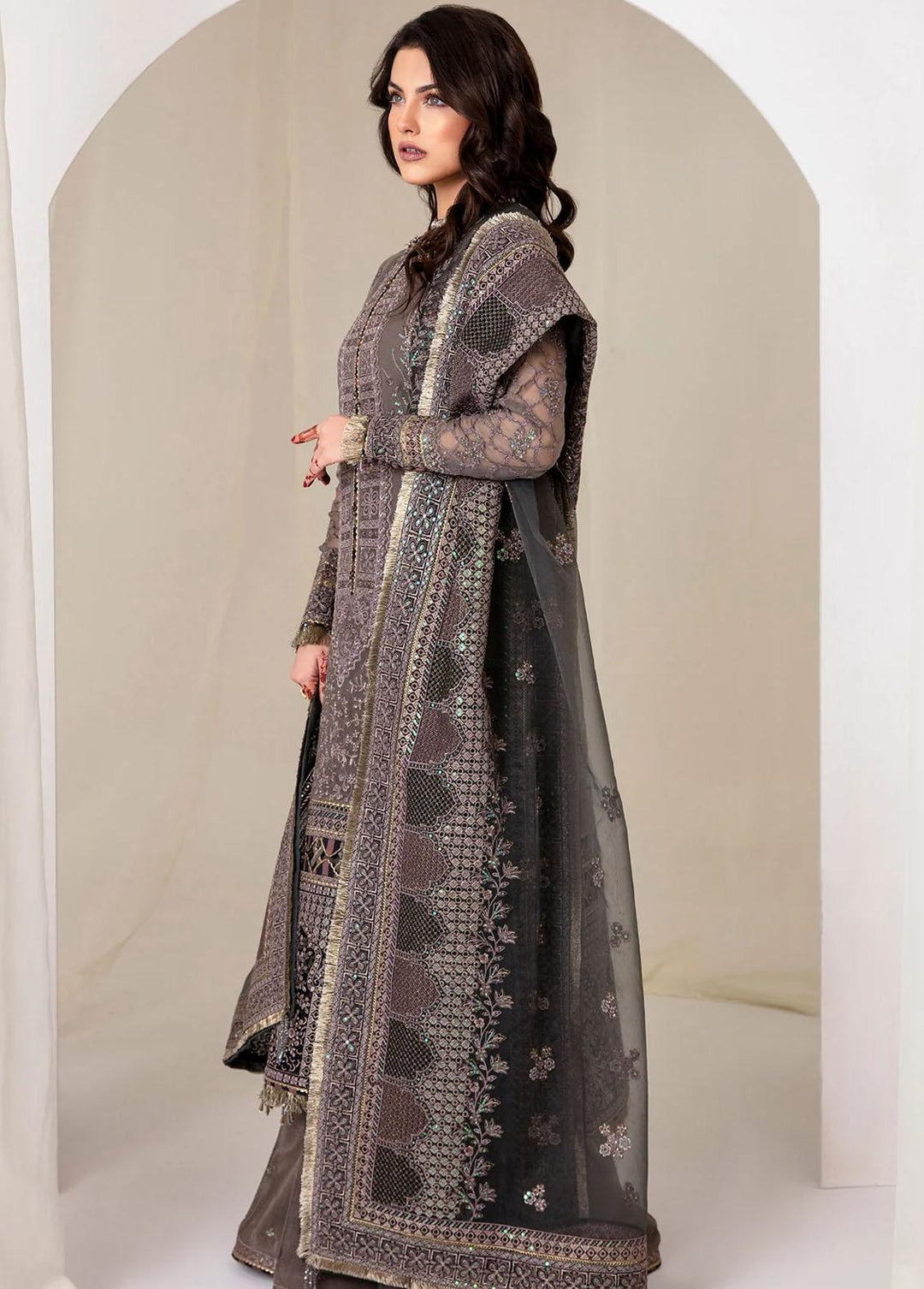 Jazmin Embroidered Chiffon Suits Unstitched 3 Piece JZ23E 08 Zoella - Exclusive Collection