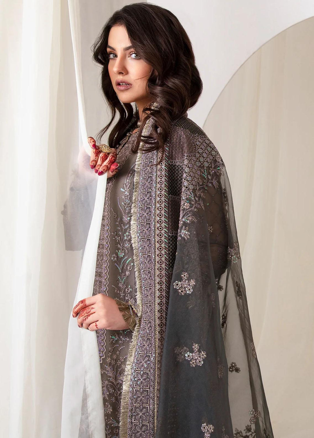 Jazmin Embroidered Chiffon Suits Unstitched 3 Piece JZ23E 08 Zoella - Exclusive Collection