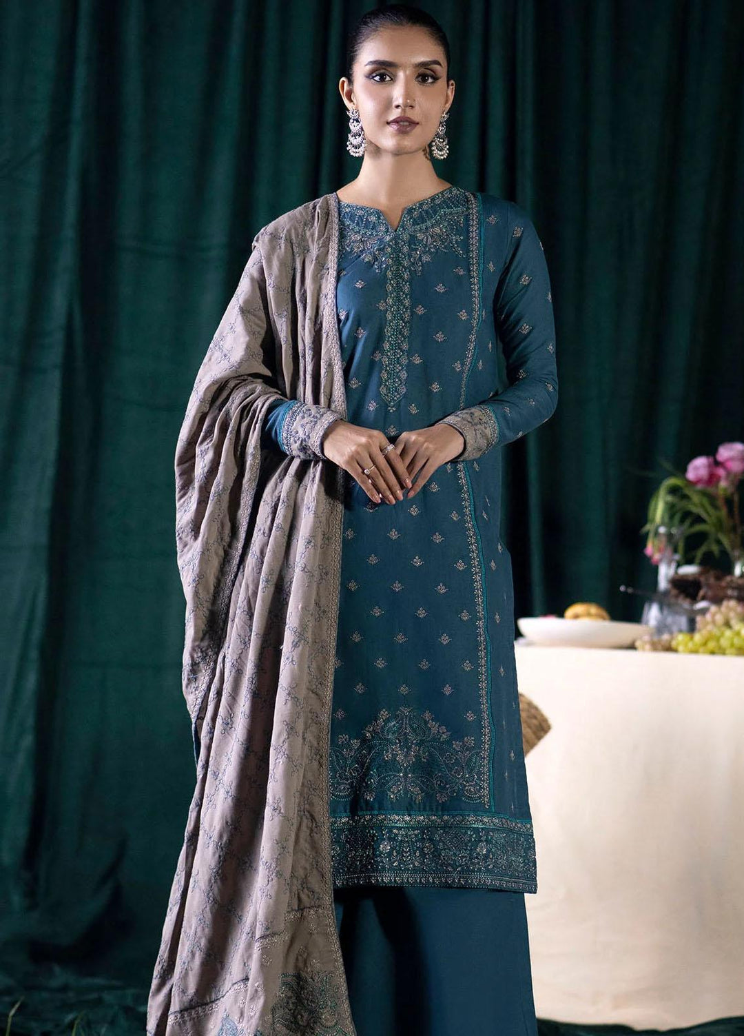 Jehan By Motifz Embroidered Khaddar Suits Unstitched 3 Piece MT23J 4355 Dama - Winter Collection