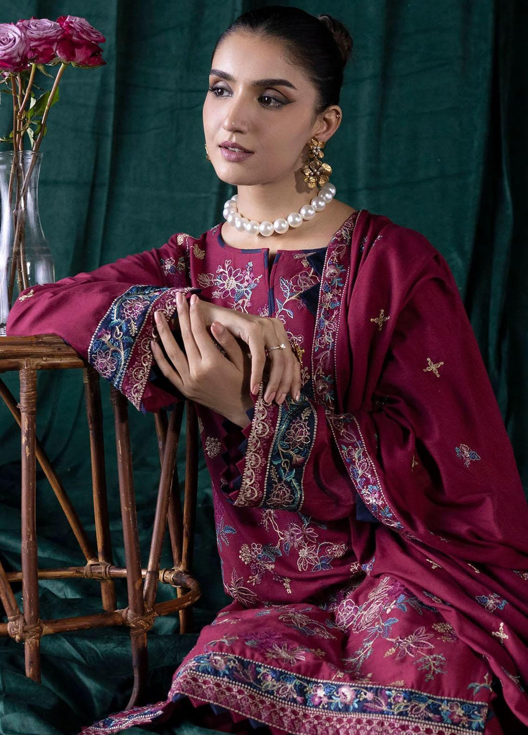 Jehan By Motifz Embroidered Khaddar Suits Unstitched 3 Piece MT23J 4357 Chione - Winter Collection