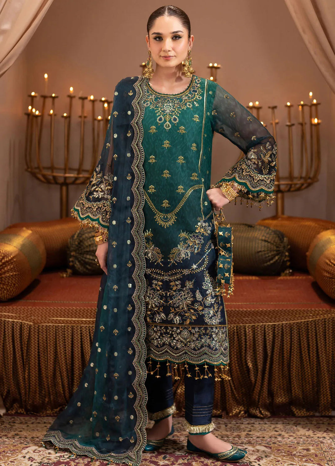 Jhalak by Alizeh Embroidered Chiffon Suit Unstitched 3 Piece AFB24J D-04 Deewani - Festive Collection