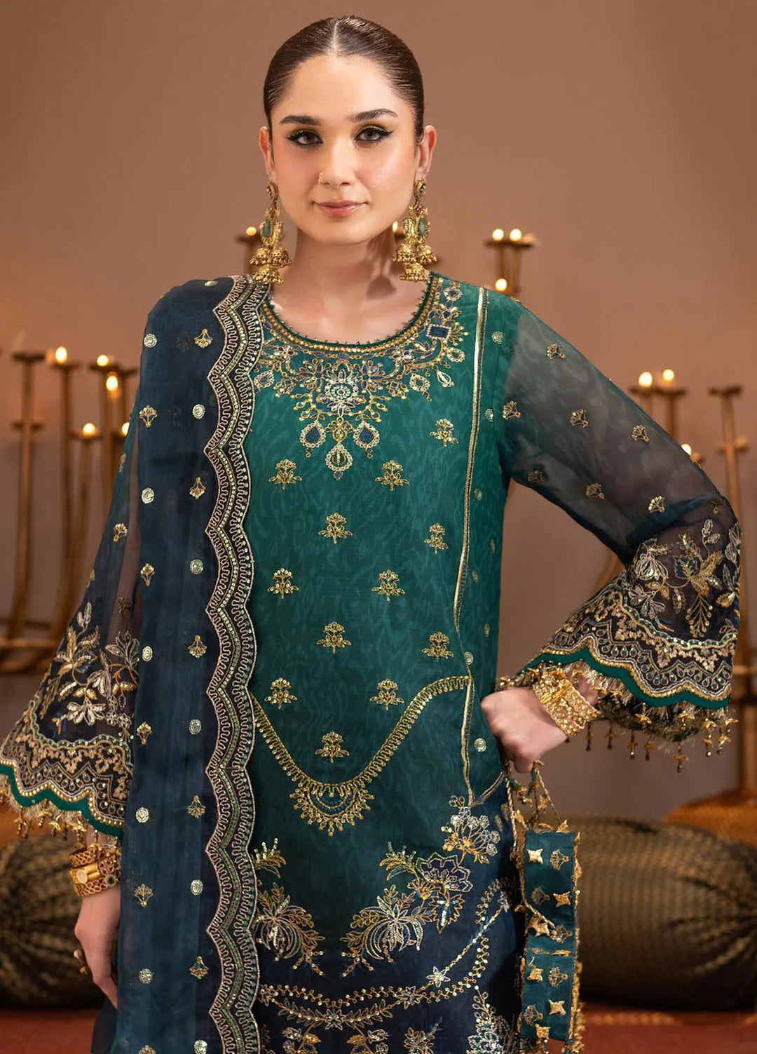 Jhalak by Alizeh Embroidered Chiffon Suit Unstitched 3 Piece AFB24J D-04 Deewani - Festive Collection