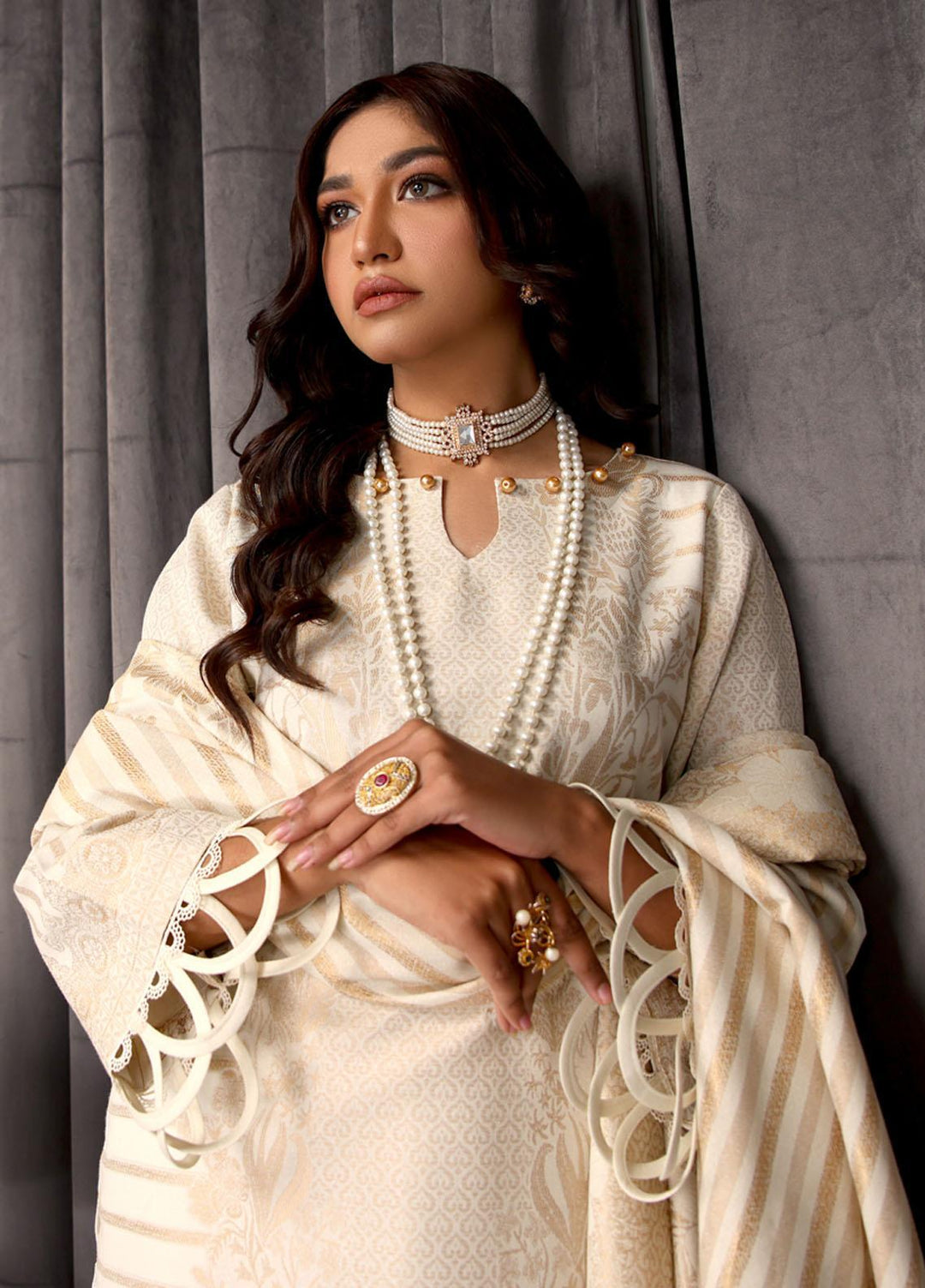 Jhalak By Humdum Embroidered Karandi Suits Unstitched 3 Piece HD23JH D-03 - Winter Collection