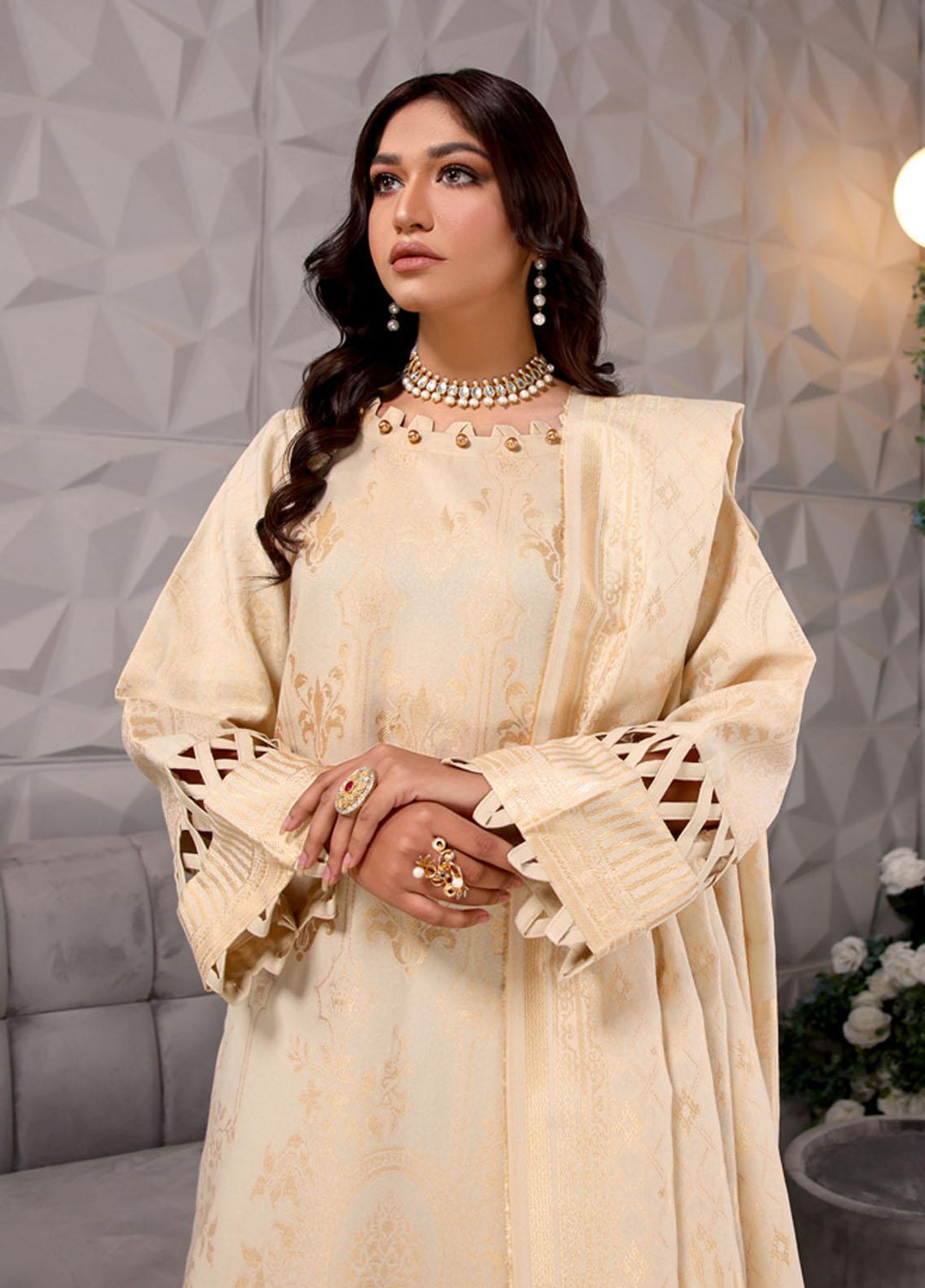 Jhalak By Humdum Embroidered Karandi Suits Unstitched 3 Piece HD23JH D-06 - Winter Collection