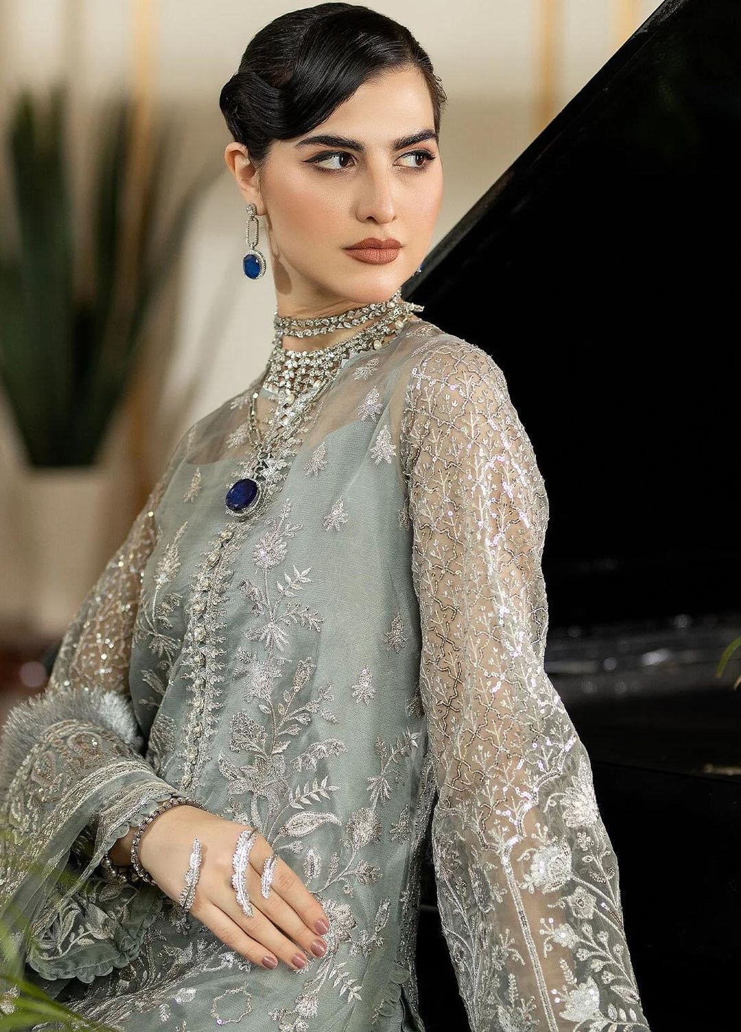 Jhalak By Imrozia Premium Embroidered Organza Suits Unstitched 3 Piece IMP23JH I-179 Inaayat - Luxury Collection