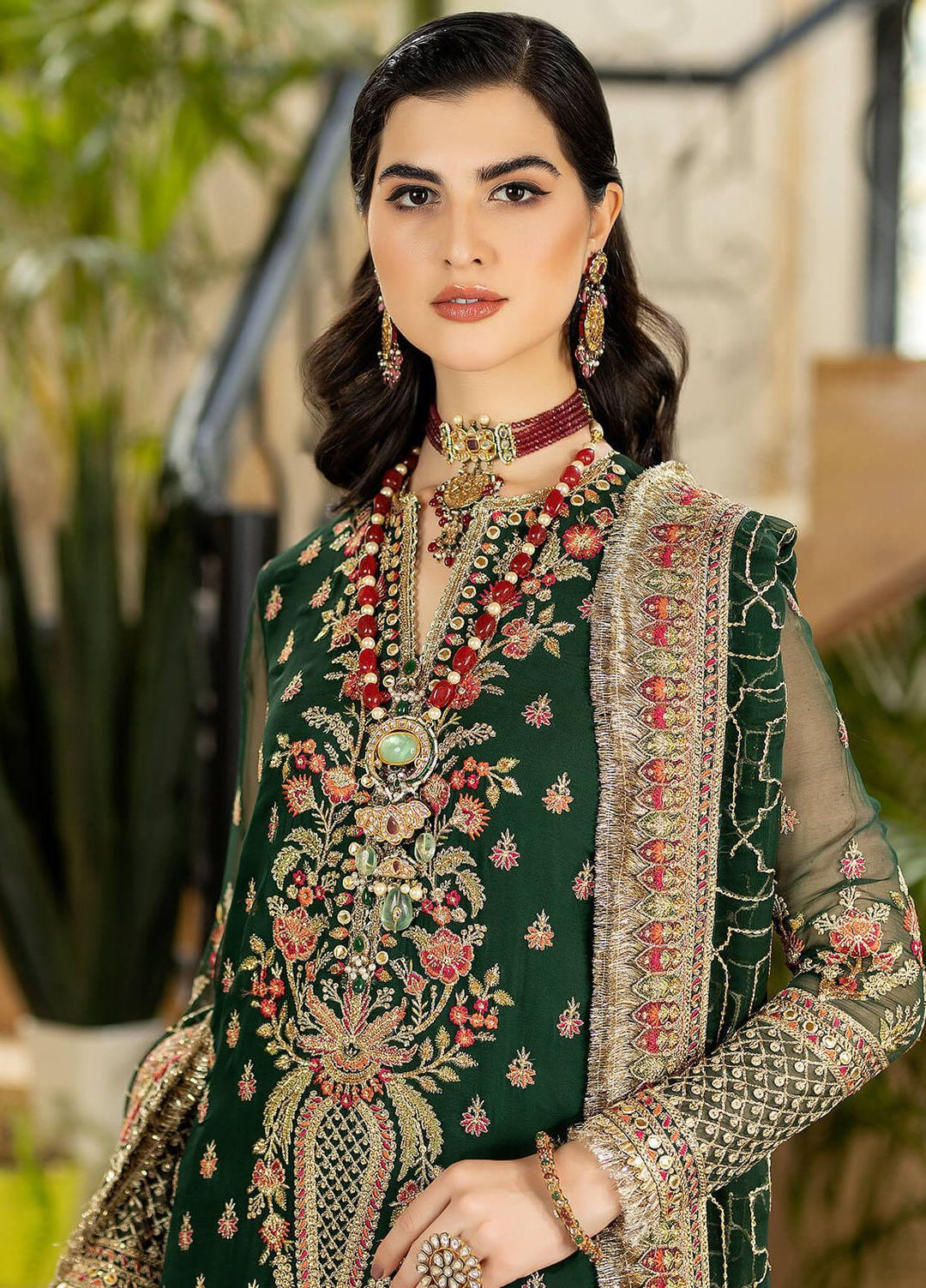 Jhalak By Imrozia Premium Embroidered Chiffon Suits Unstitched 3 Piece IMP23JH I-180 Noor - Luxury Collection
