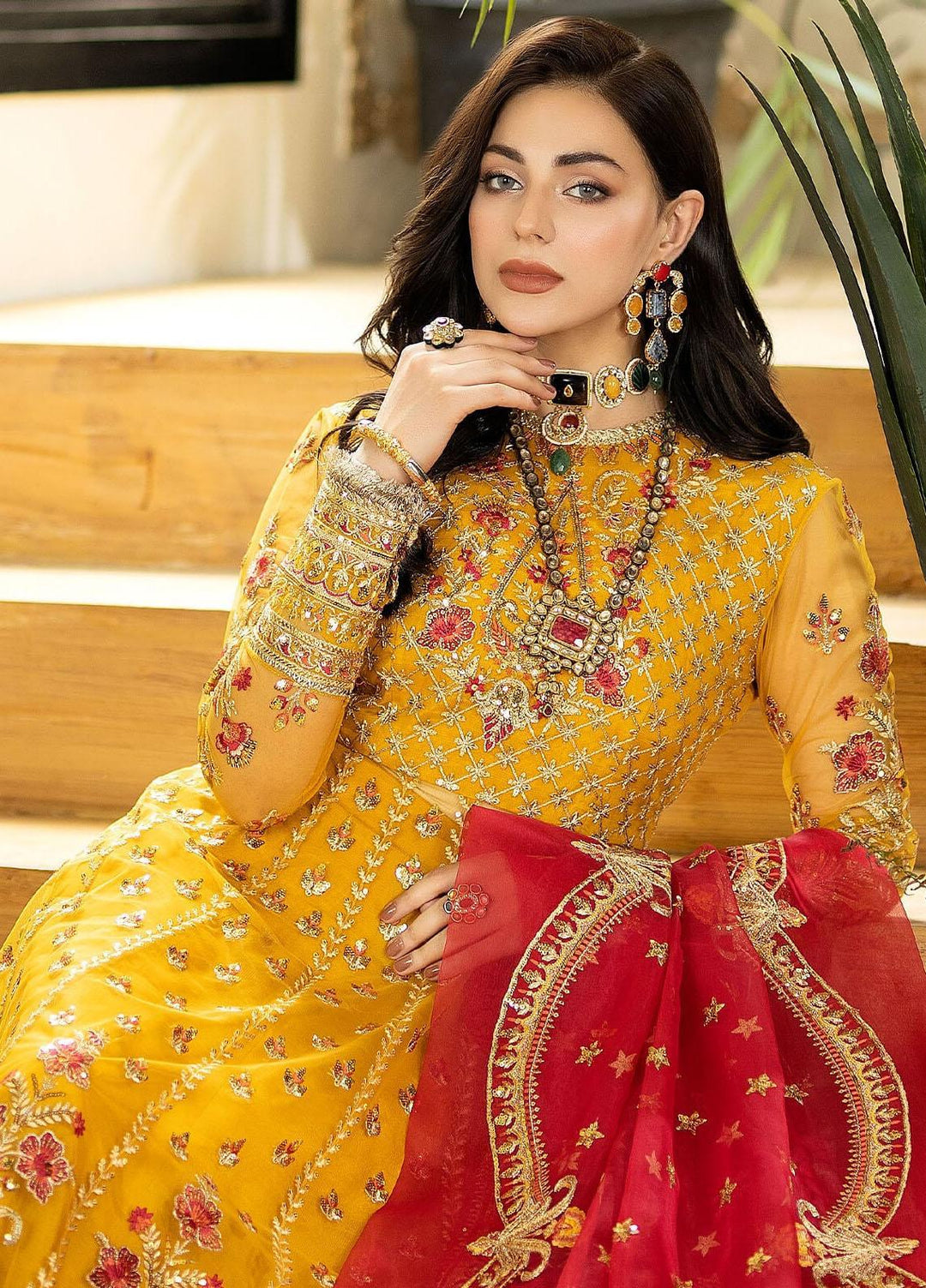 Jhalak By Imrozia Premium Embroidered Net Suits Unstitched 3 Piece IMP23JH I-182 Aafreen - Luxury Collection