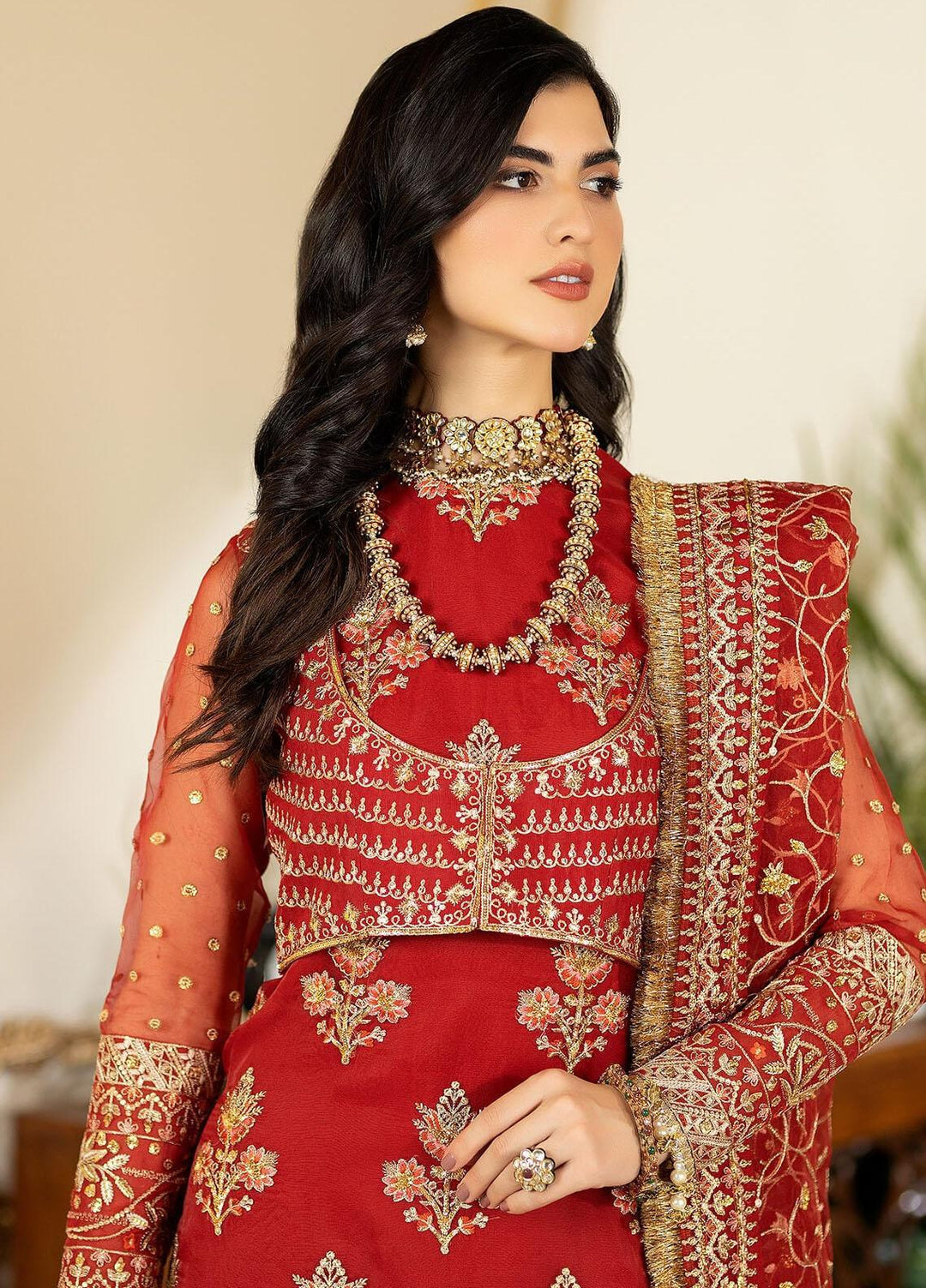 Jhalak By Imrozia Premium Embroidered Organza Suits Unstitched 3 Piece IMP23JH I-184 Maahru - Luxury Collection