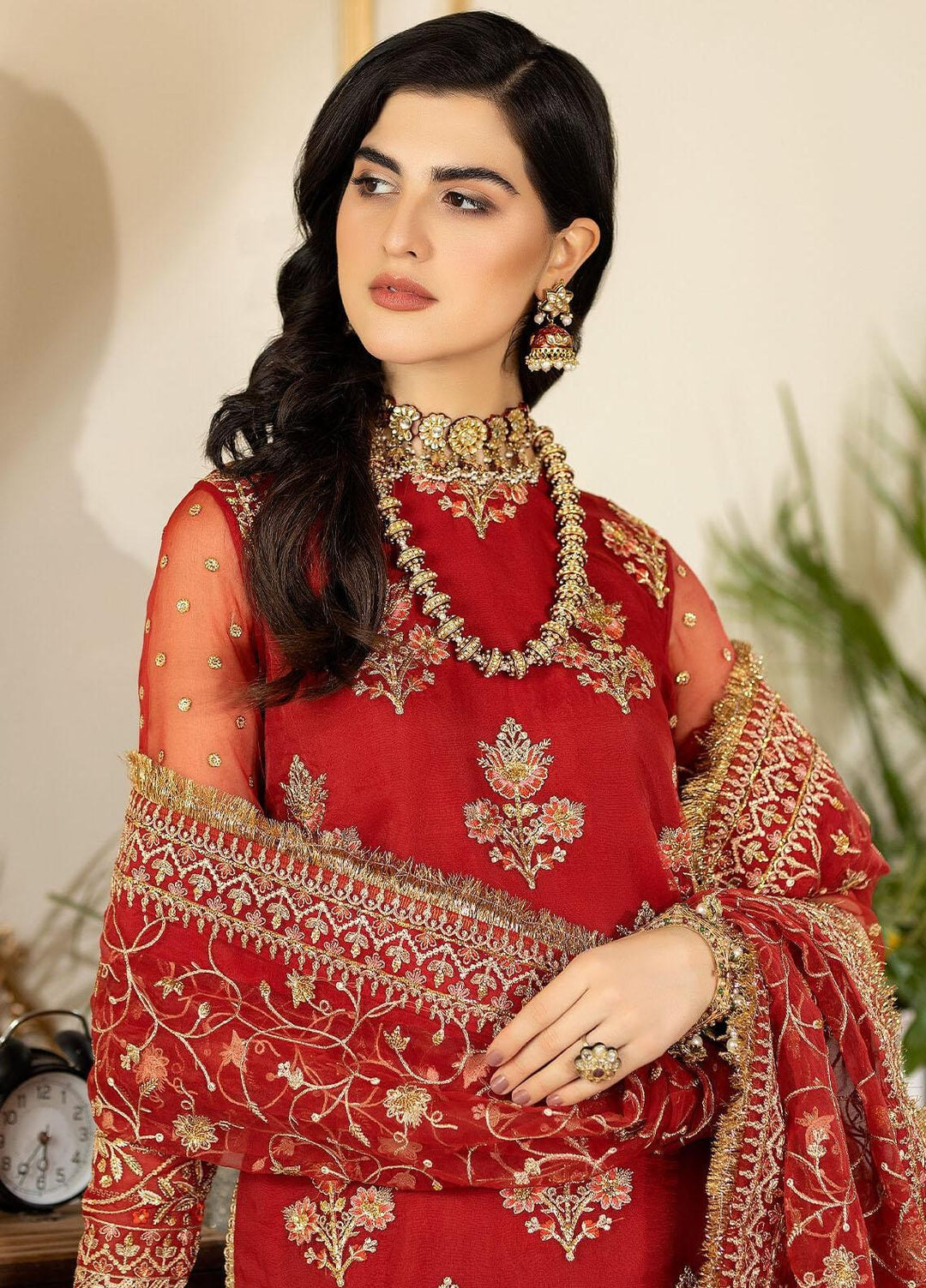 Jhalak By Imrozia Premium Embroidered Organza Suits Unstitched 3 Piece IMP23JH I-184 Maahru - Luxury Collection