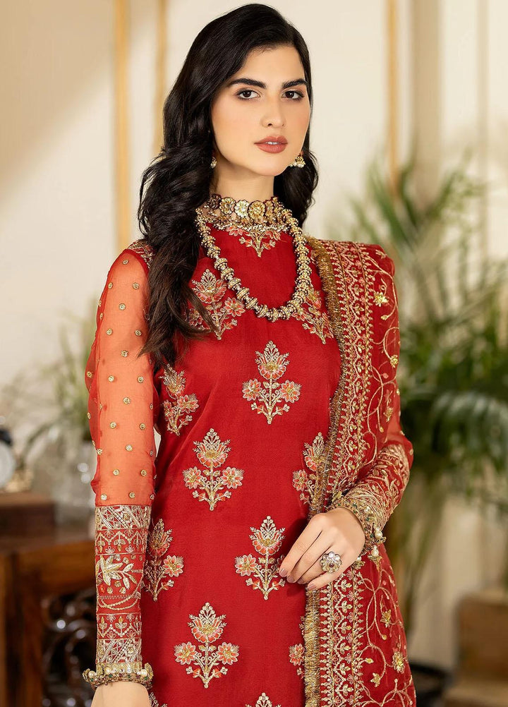 Jhalak By Imrozia Premium Embroidered Organza Suits Unstitched 3 Piece IMP23JH I-184 Maahru - Luxury Collection