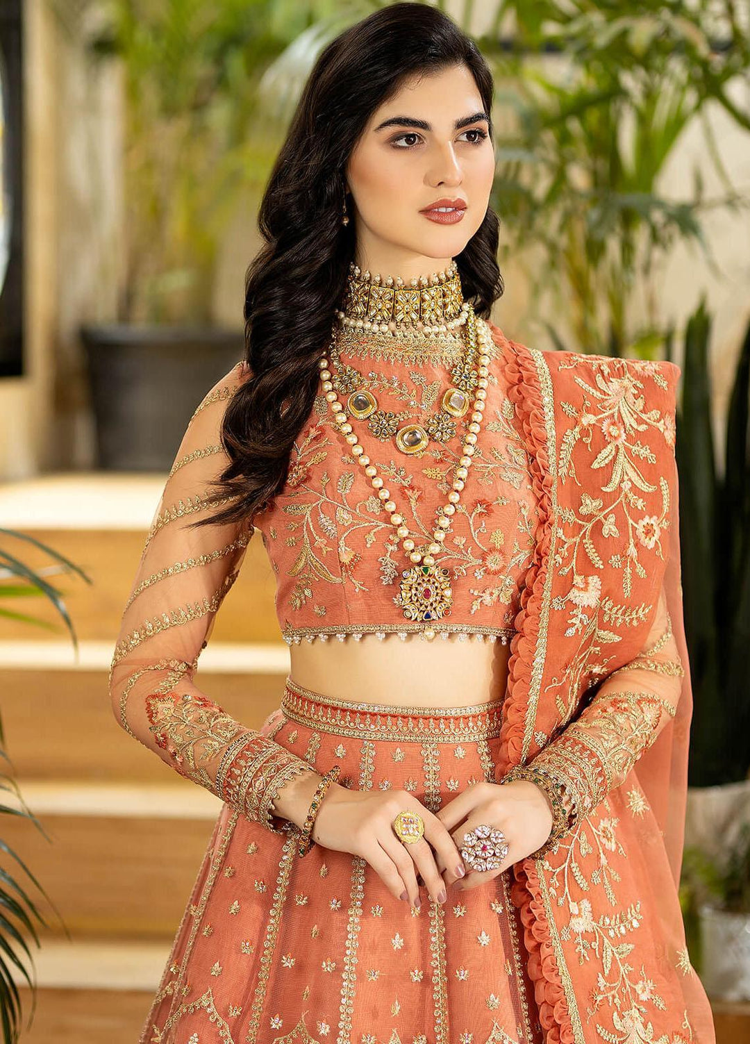 Jhalak By Imrozia Premium Embroidered Organza Suits Unstitched 3 Piece IMP23JH I-185 Sayoone - Luxury Collection
