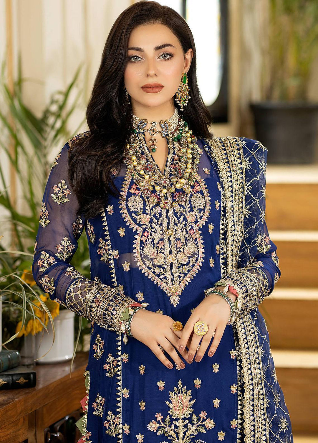 Jhalak By Imrozia Premium Embroidered Chiffon Suits Unstitched 3 Piece IMP23JH I-186 Gulnaaz - Luxury Collection