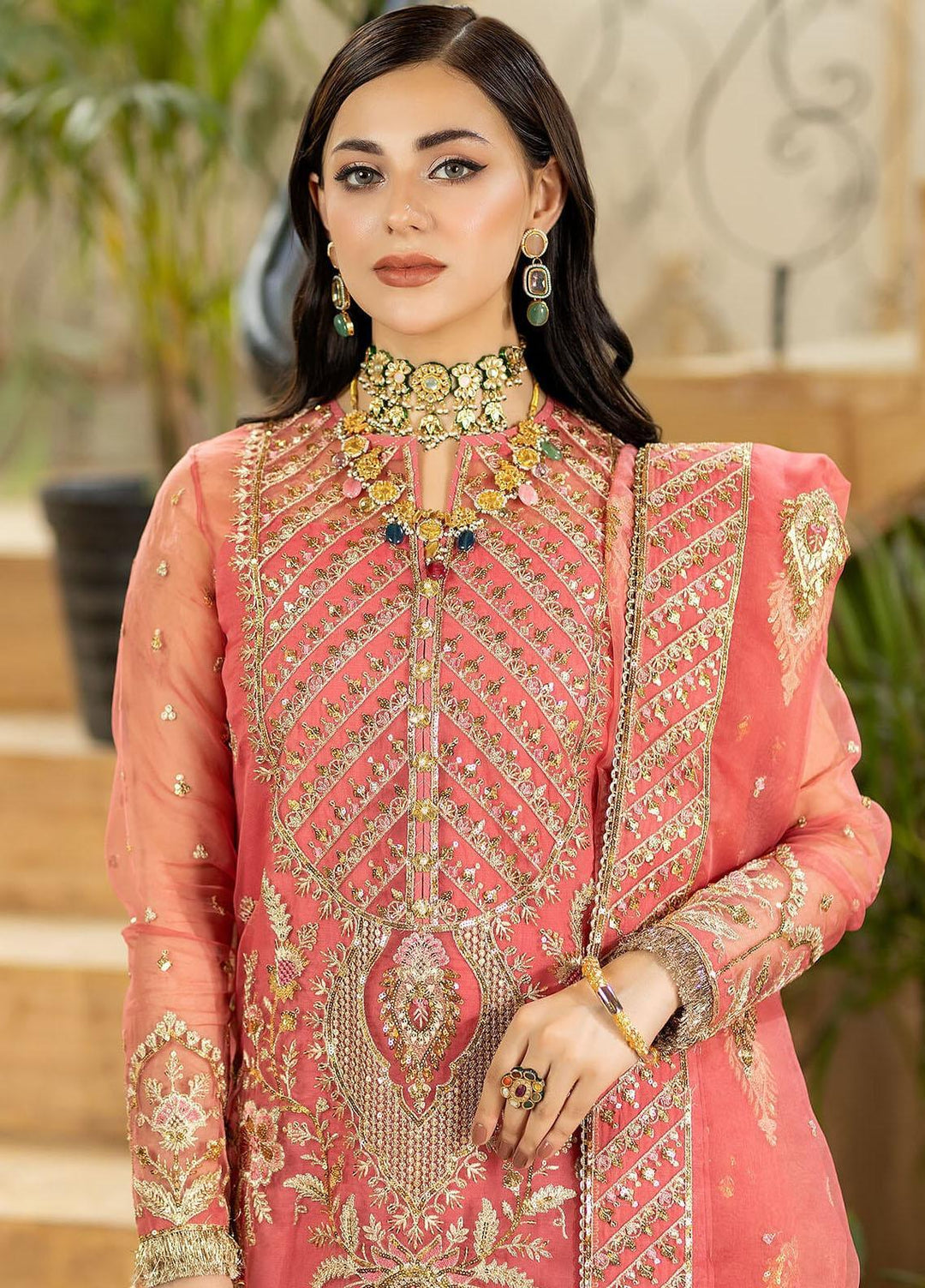 Jhalak By Imrozia Premium Embroidered Organza Suits Unstitched 3 Piece IMP23JH I-187 Ulfat - Luxury Collection