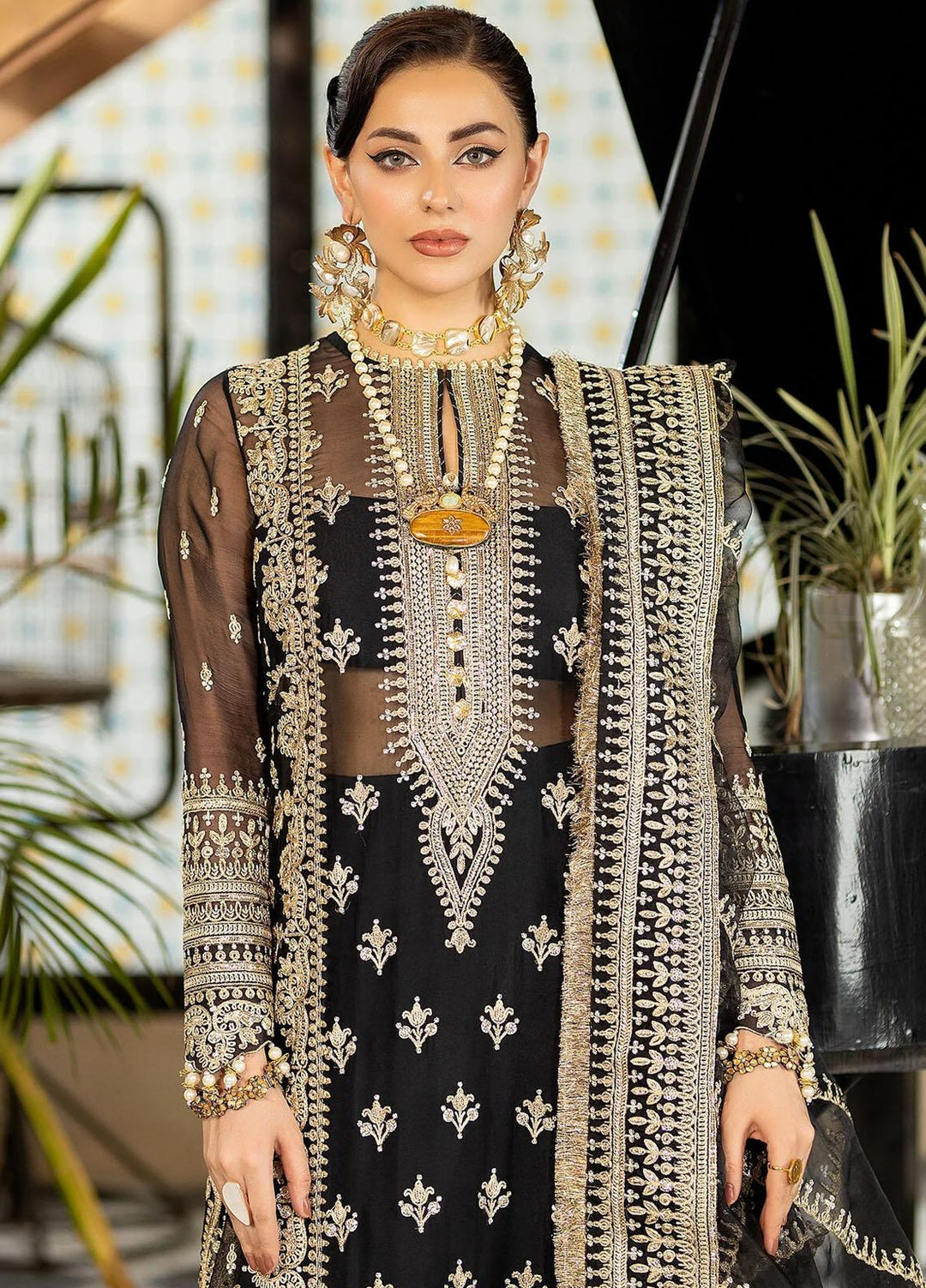 Jhalak By Imrozia Premium Embroidered Chiffon Suits Unstitched 3 Piece IMP23JH I-188 Nazakat - Luxury Collection