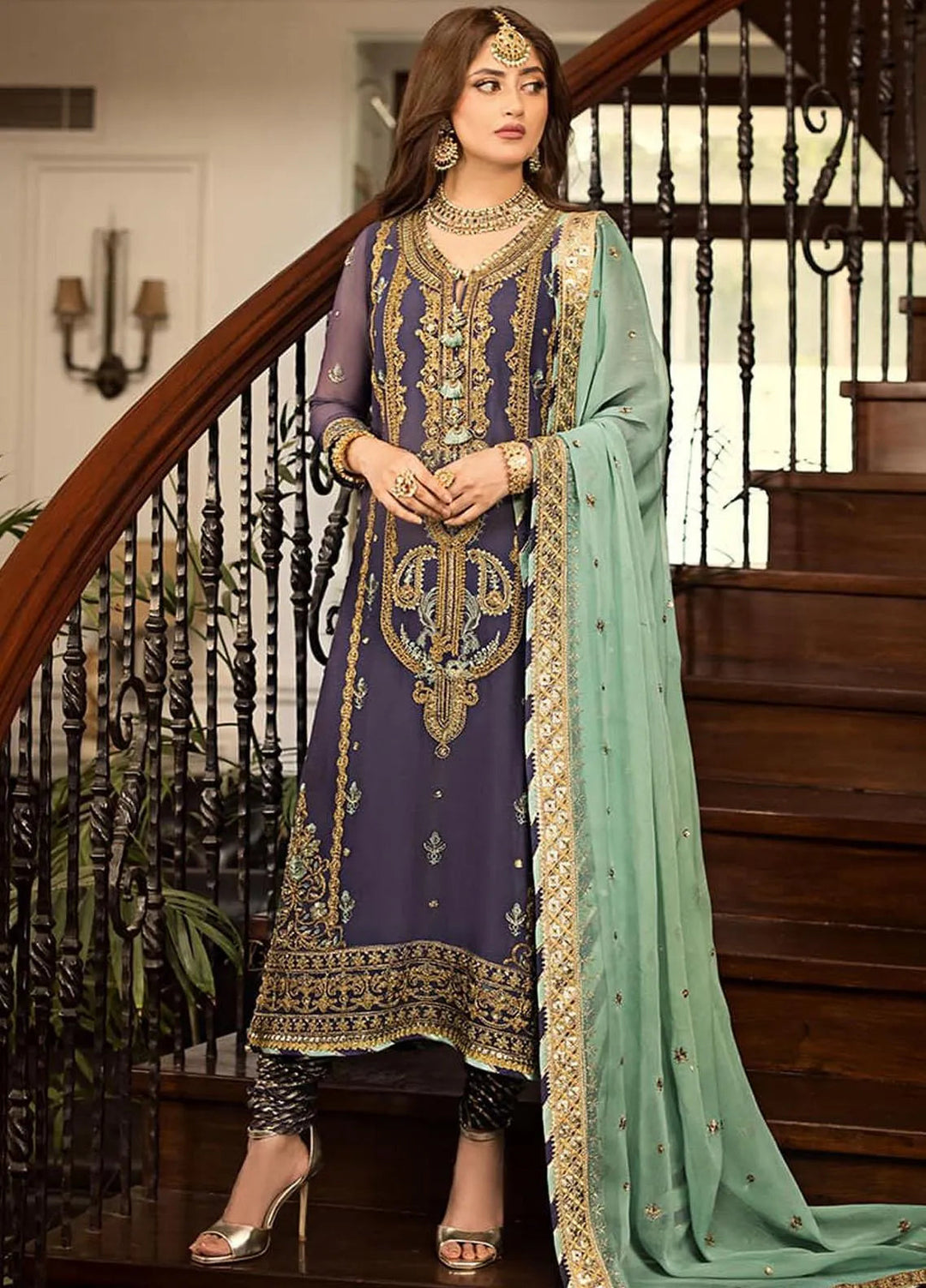Jhilmil By Asim Jofa Embroidered Chiffon Unstitched Suit 3 Piece AJ23JM AJJM-09 - Festive Collection