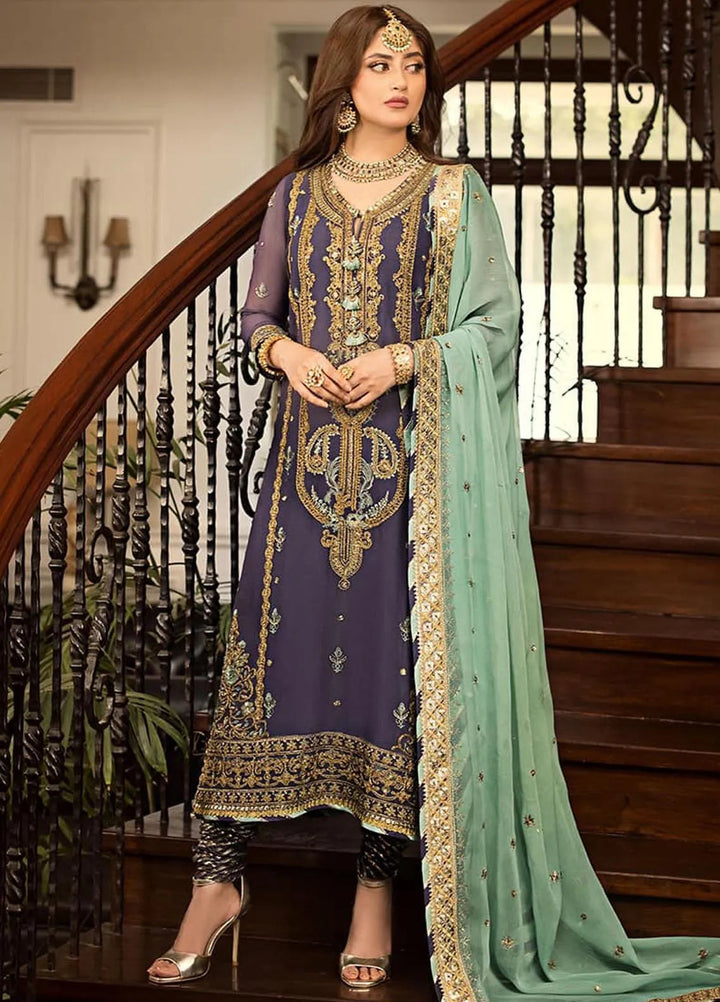 Jhilmil By Asim Jofa Embroidered Chiffon Unstitched Suit 3 Piece AJ23JM AJJM-09 - Festive Collection