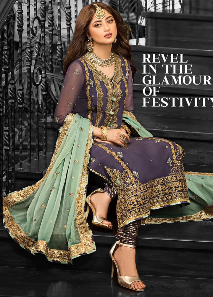 Jhilmil By Asim Jofa Embroidered Chiffon Unstitched Suit 3 Piece AJ23JM AJJM-09 - Festive Collection