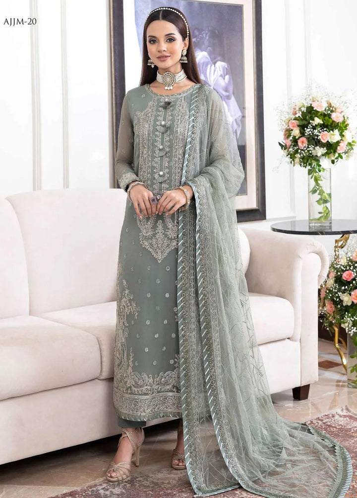Jhilmil By Asim Jofa Embroidered Chiffon Unstitched Suit 3 Piece AJ23JM AJJM-20 - Festive Collection
