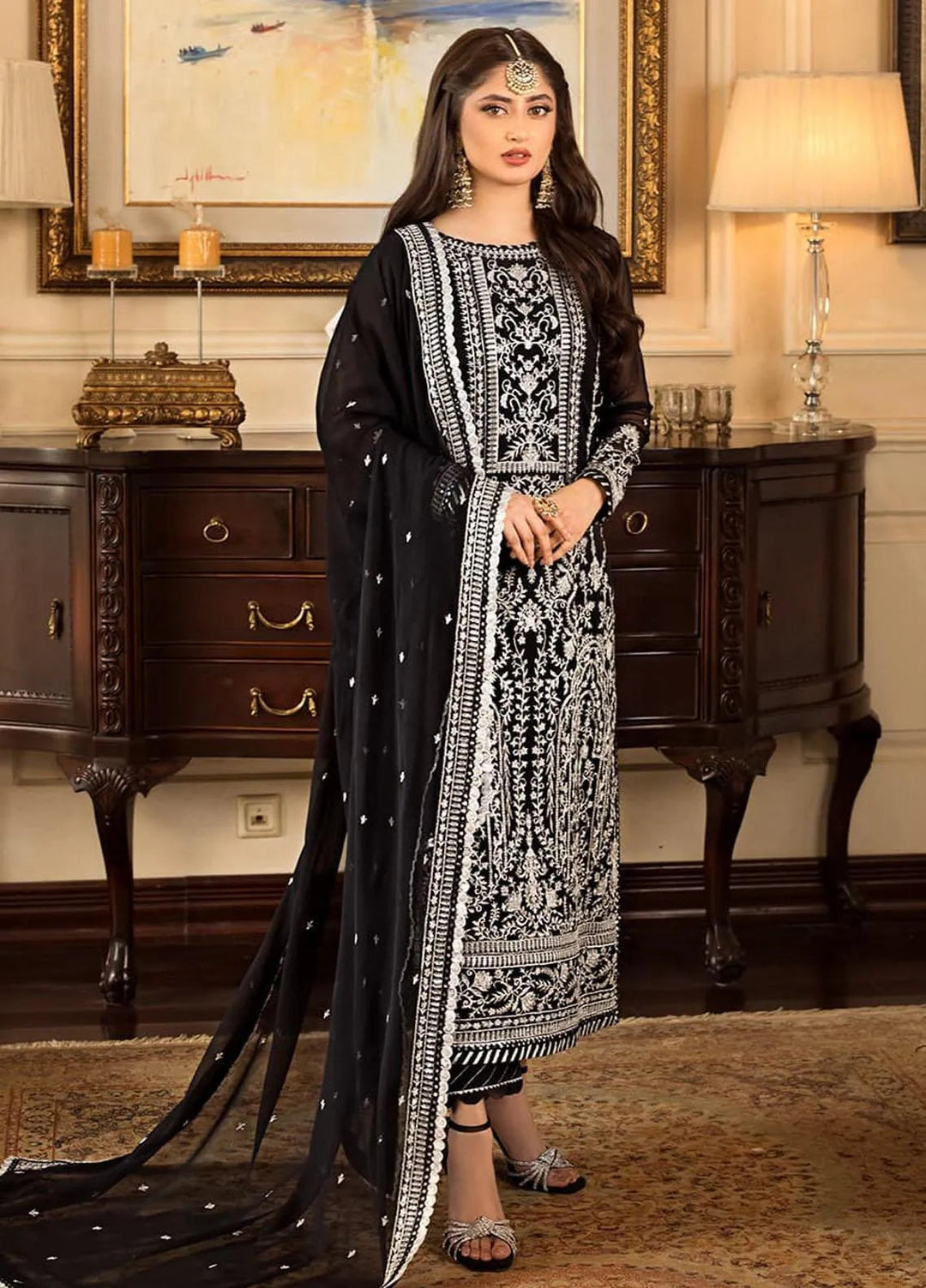 Jhilmil By Asim Jofa Embroidered Chiffon Unstitched Suit 3 Piece AJ23JM AJJM-20 - Festive Collection