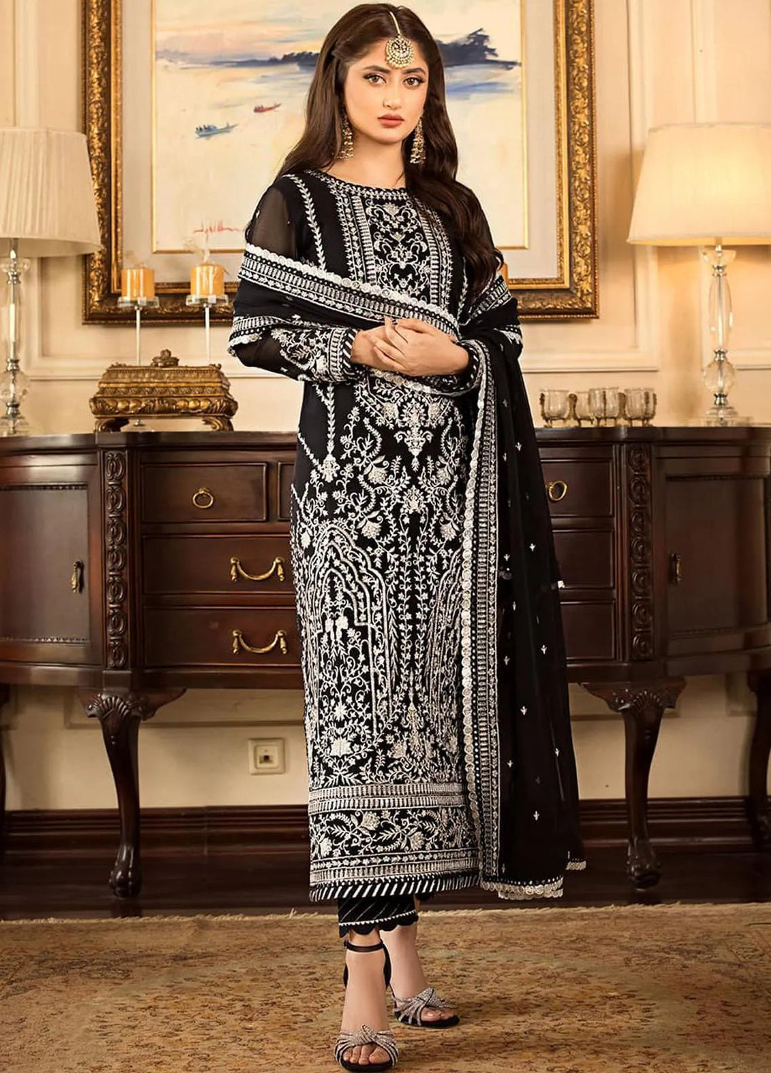 Jhilmil By Asim Jofa Embroidered Chiffon Unstitched Suit 3 Piece AJ23JM AJJM-21 - Festive Collection