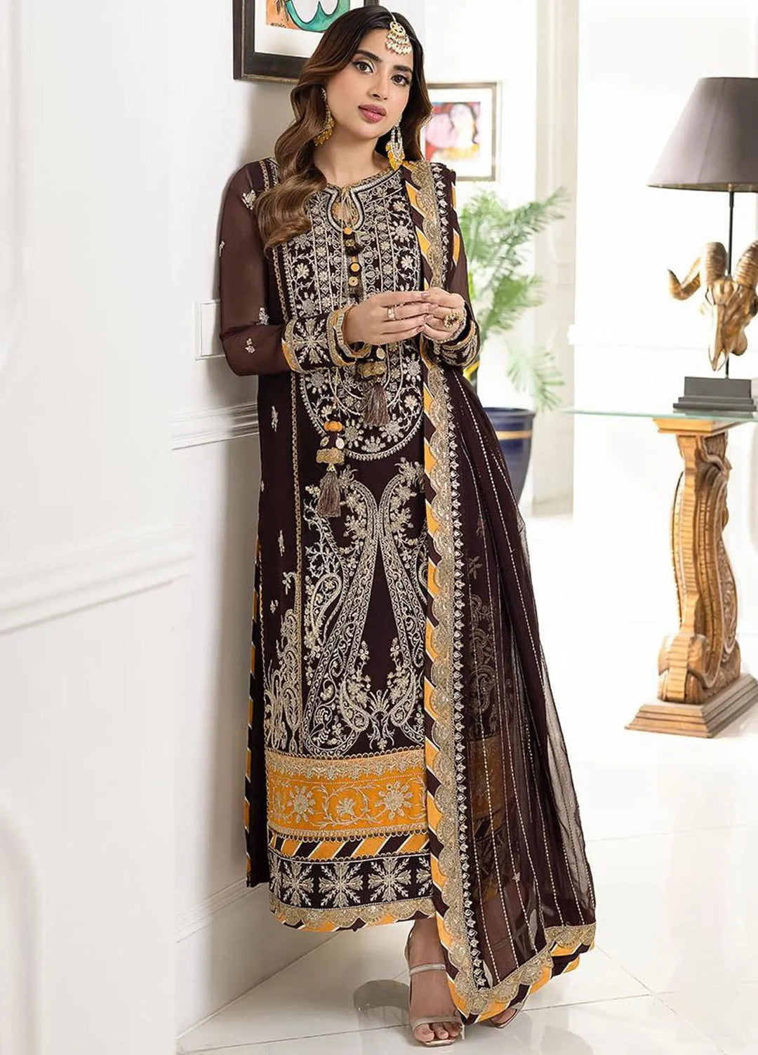 Jhilmil By Asim Jofa Embroidered Chiffon Unstitched Suit 3 Piece AJ23JM AJJM-22 - Festive Collection
