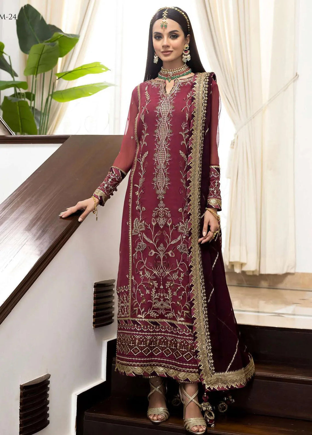 Jhilmil By Asim Jofa Embroidered Chiffon Unstitched Suit 3 Piece AJ23JM AJJM-24 - Festive Collection