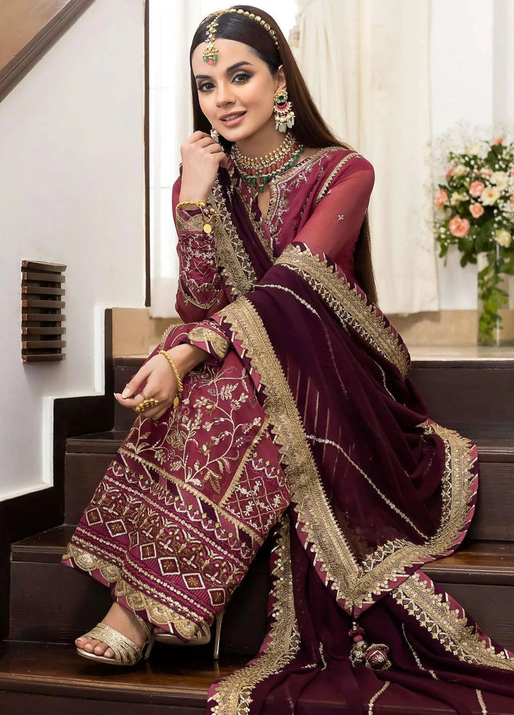 Jhilmil By Asim Jofa Embroidered Chiffon Unstitched Suit 3 Piece AJ23JM AJJM-24 - Festive Collection