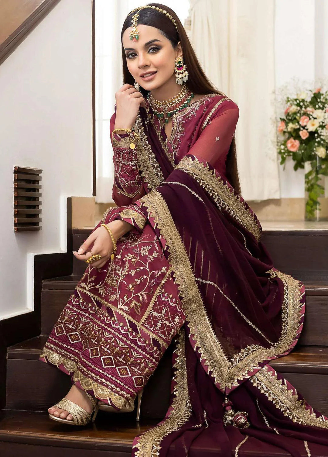 Jhilmil By Asim Jofa Embroidered Chiffon Unstitched Suit 3 Piece AJ23JM AJJM-24 - Festive Collection