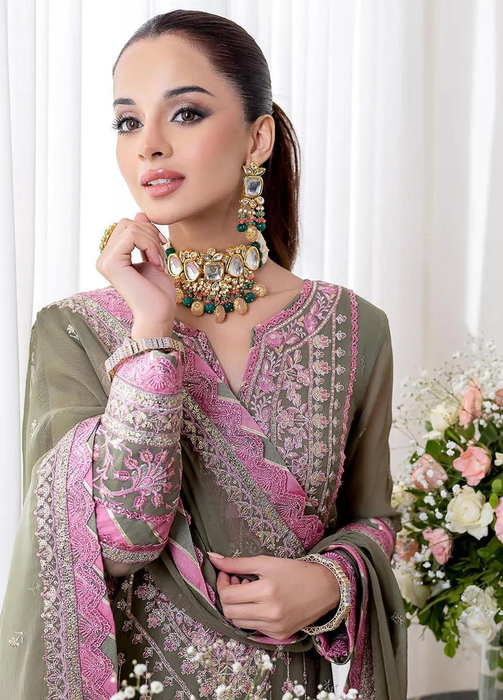 Jhilmil By Asim Jofa Embroidered Chiffon Unstitched Suit 3 Piece AJ23JM AJJM-25 - Festive Collection