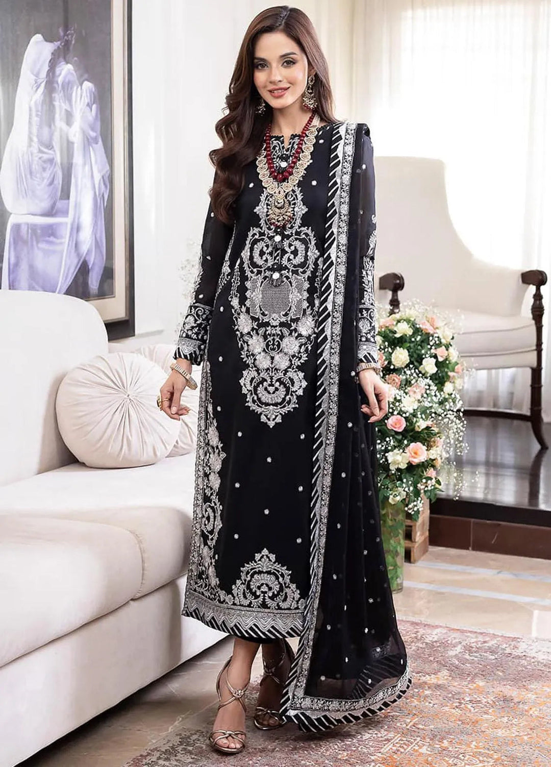 Jhilmil By Asim Jofa Embroidered Cotton Unstitched Suit 3 Piece AJ23JM AJJM-01 - Festive Collection