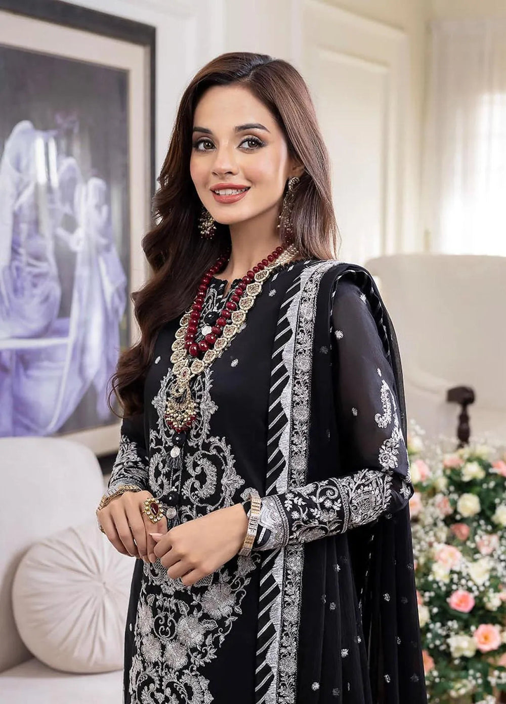 Jhilmil By Asim Jofa Embroidered Cotton Unstitched Suit 3 Piece AJ23JM AJJM-01 - Festive Collection