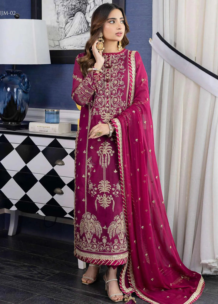 Jhilmil By Asim Jofa Embroidered Cotton Unstitched Suit 3 Piece AJ23JM AJJM-02 - Festive Collection