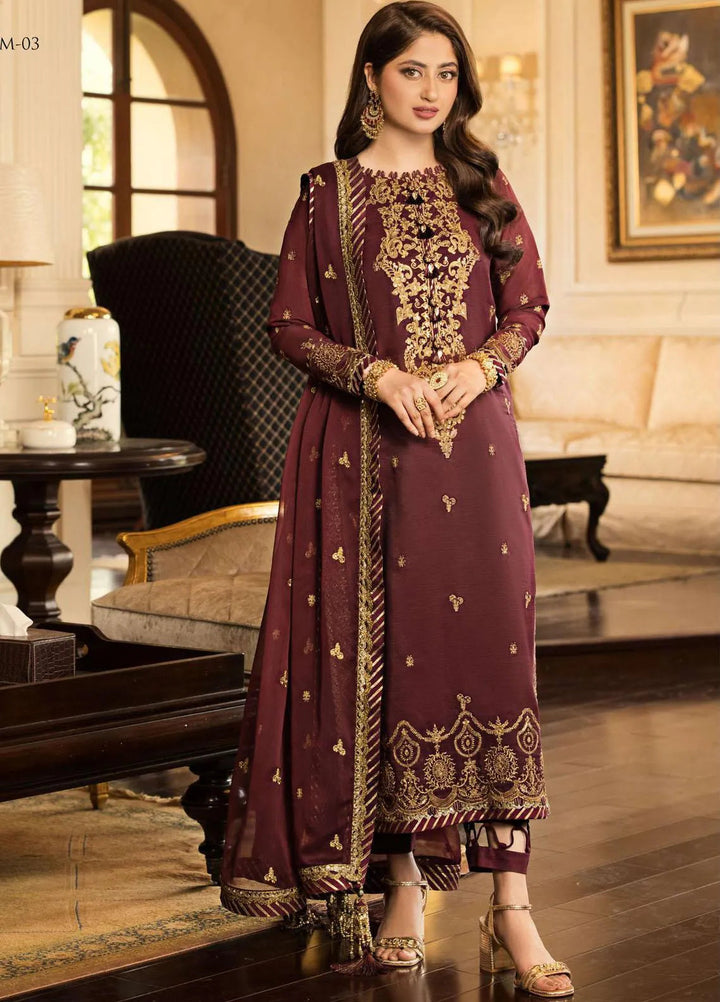 Jhilmil By Asim Jofa Embroidered Cotton Unstitched Suit 3 Piece AJ23JM AJJM-03 - Festive Collection