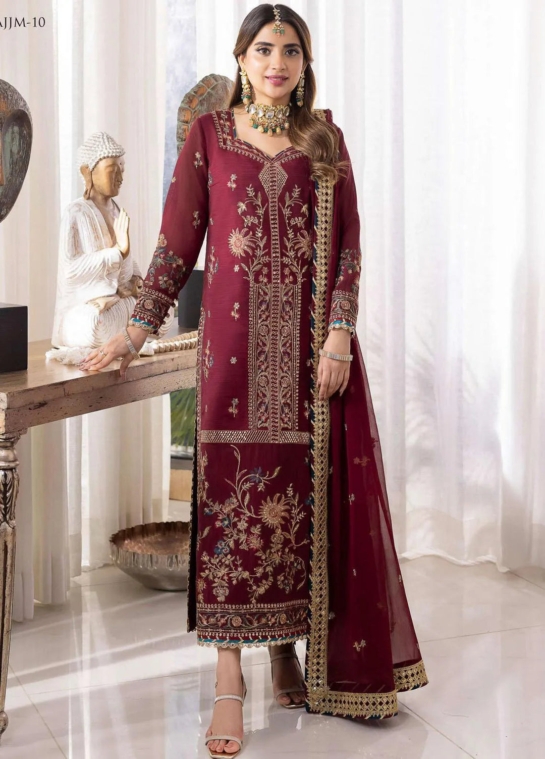 Jhilmil By Asim Jofa Embroidered Cotton Unstitched Suit 3 Piece AJ23JM AJJM-10 - Festive Collection