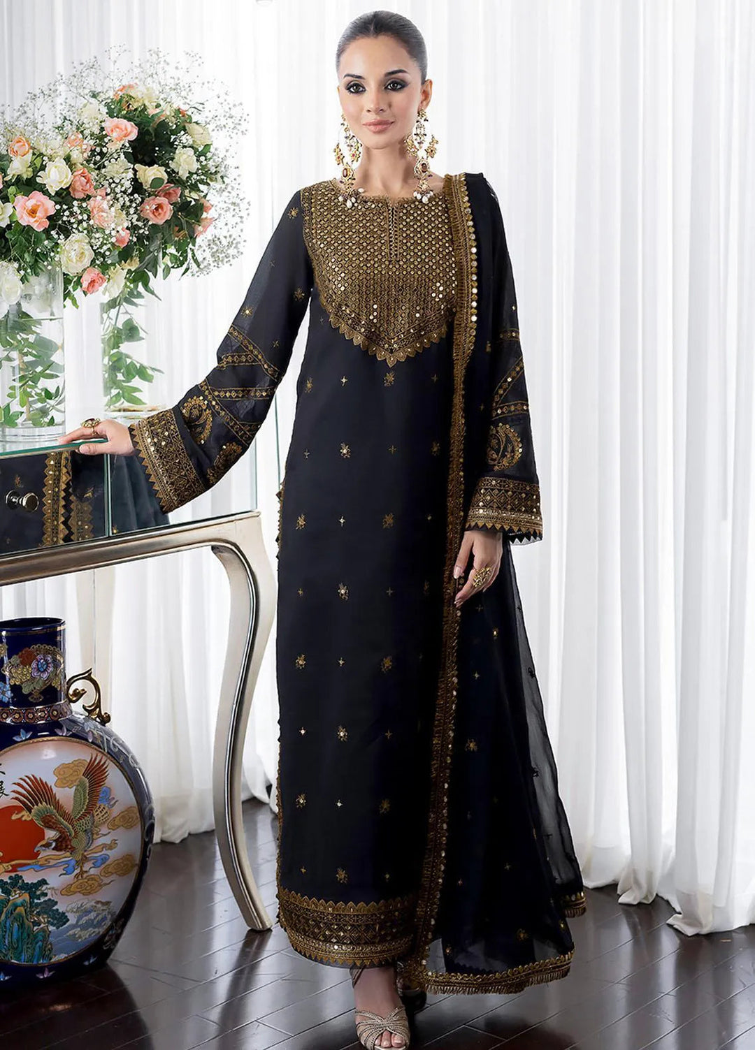 Jhilmil By Asim Jofa Embroidered Cotton Unstitched Suit 3 Piece AJ23JM AJJM-14 - Festive Collection