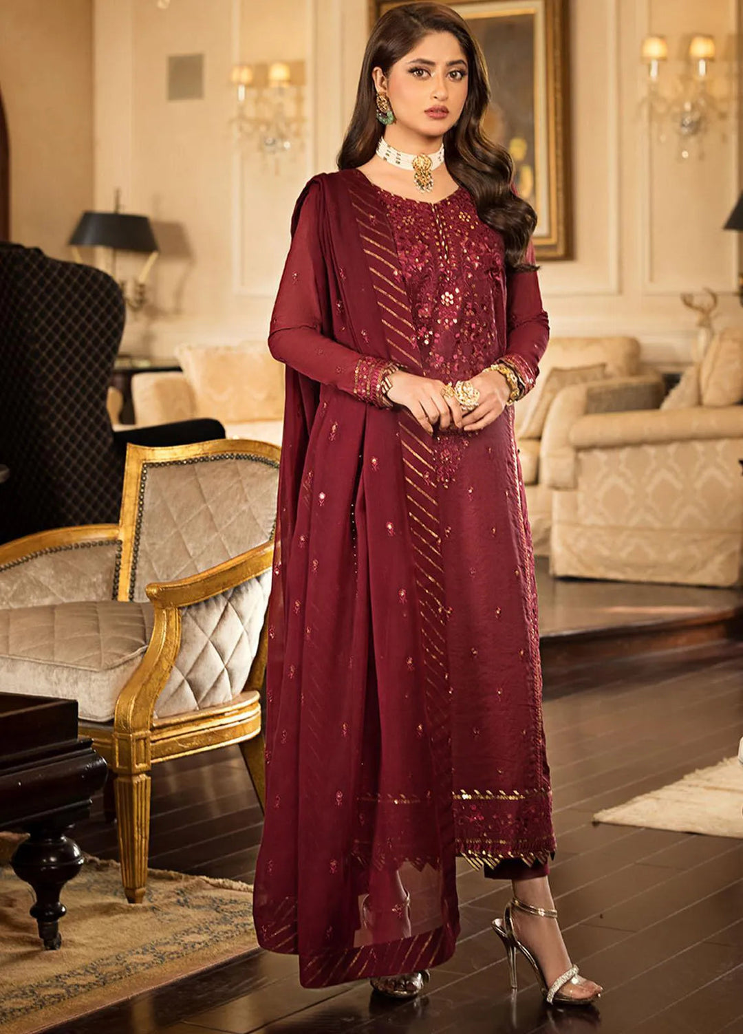 Jhilmil By Asim Jofa Embroidered Cotton Unstitched Suit 3 Piece AJ23JM AJJM-15 - Festive Collection