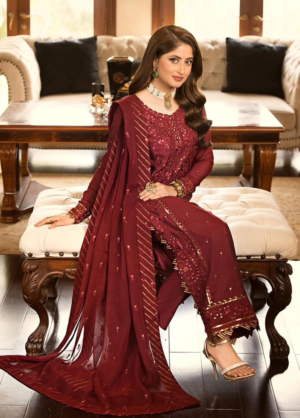 Jhilmil By Asim Jofa Embroidered Cotton Unstitched Suit 3 Piece AJ23JM AJJM-15 - Festive Collection