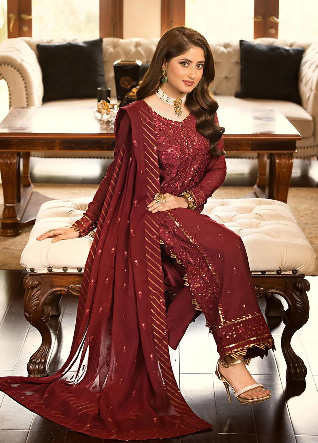 Jhilmil By Asim Jofa Embroidered Cotton Unstitched Suit 3 Piece AJ23JM AJJM-15 - Festive Collection