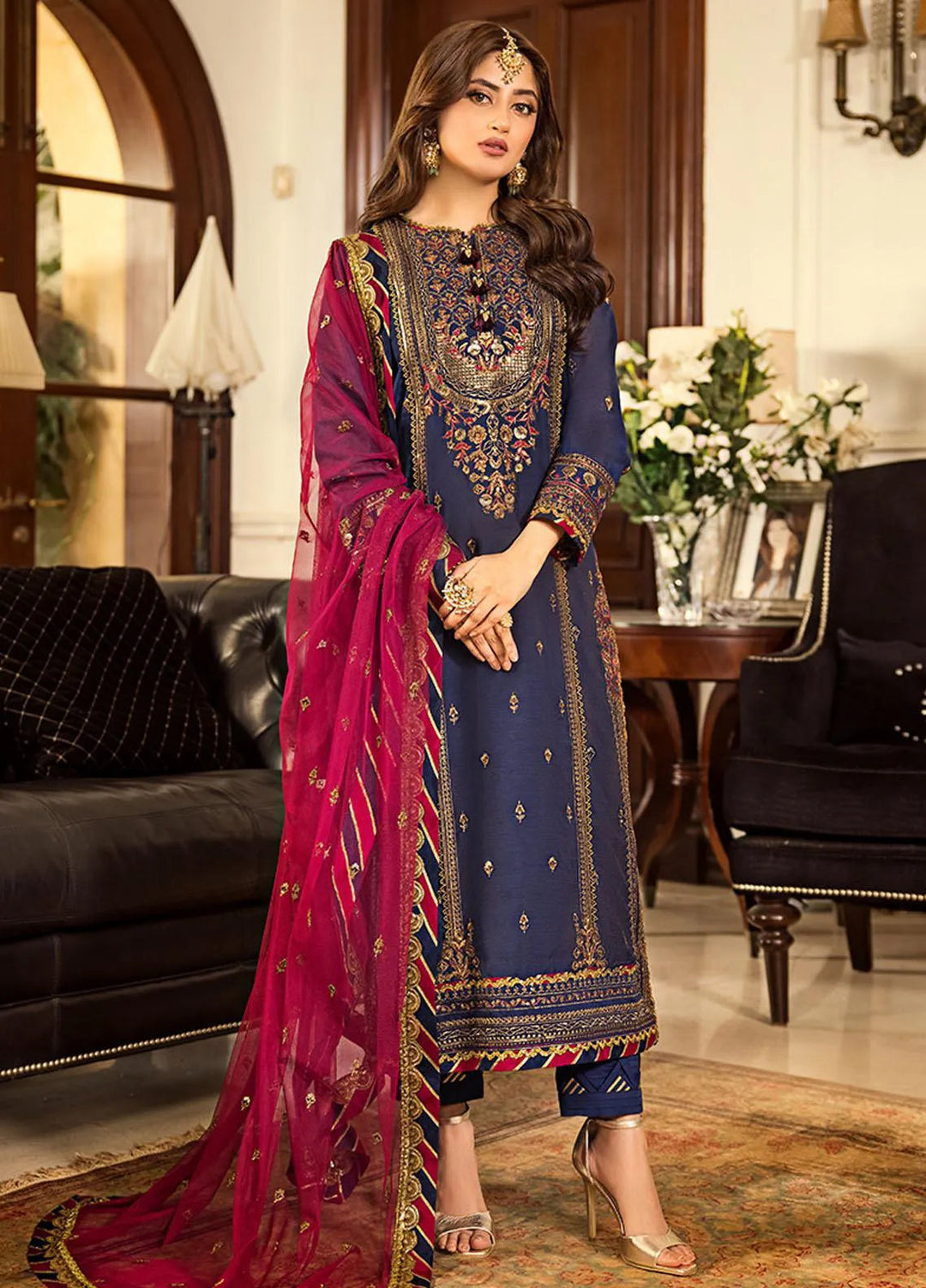 Jhilmil By Asim Jofa Embroidered Cotton Unstitched Suit 3 Piece AJ23JM AJJM-17 - Festive Collection