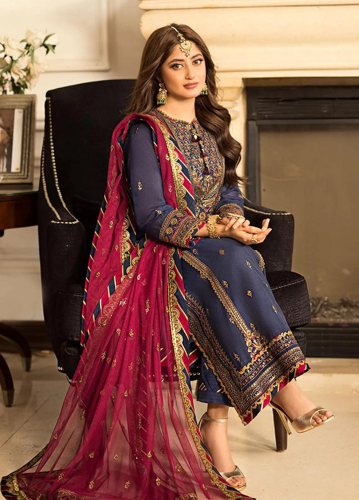 Jhilmil By Asim Jofa Embroidered Cotton Unstitched Suit 3 Piece AJ23JM AJJM-17 - Festive Collection