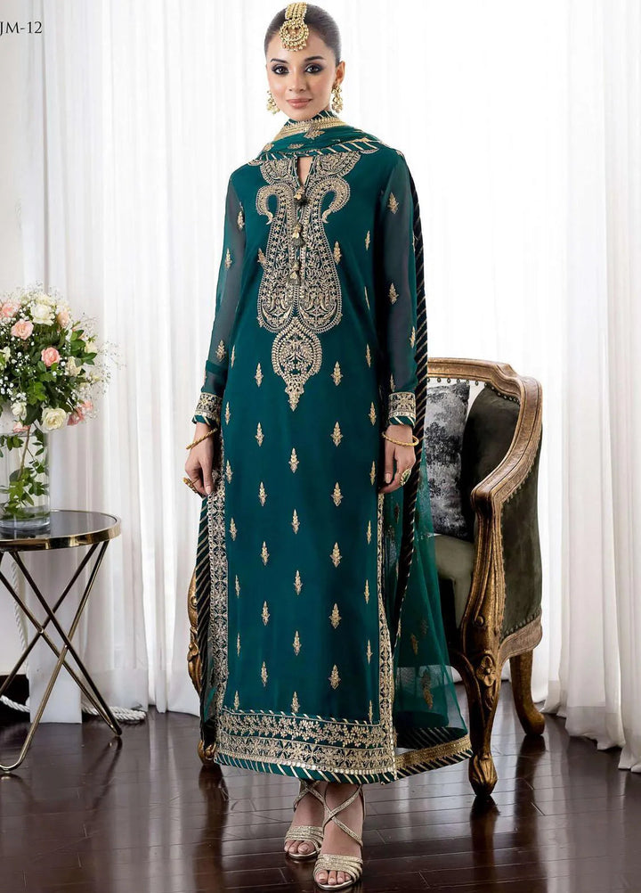 Jhilmil By Asim Jofa Embroidered Georgette Unstitched Suit 3 Piece AJ23JM AJJM-12 - Festive Collection