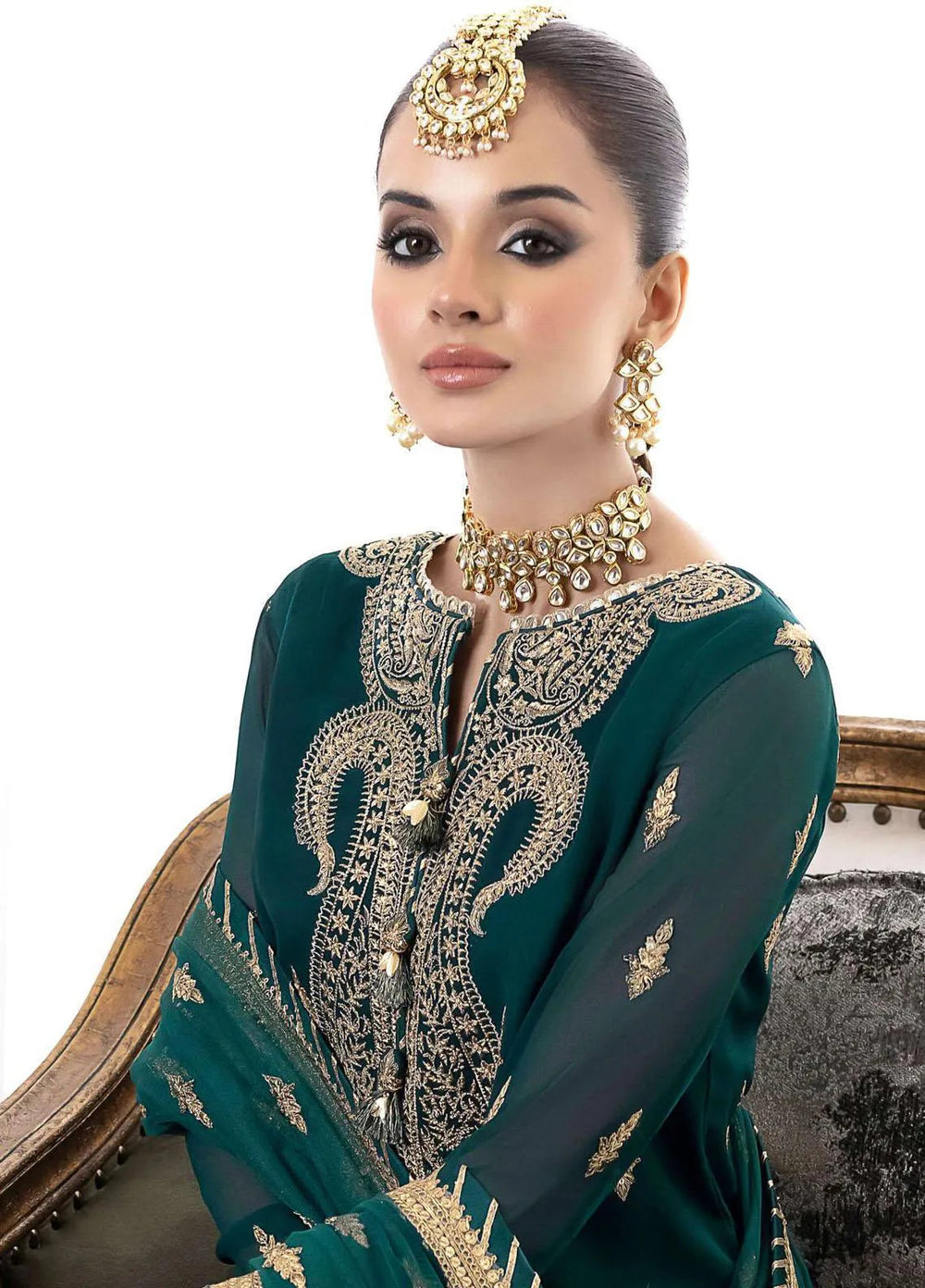 Jhilmil By Asim Jofa Embroidered Georgette Unstitched Suit 3 Piece AJ23JM AJJM-12 - Festive Collection