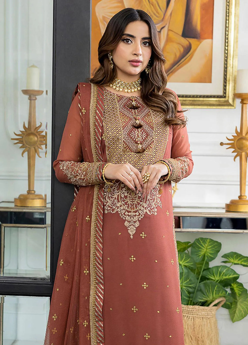 Jhilmil By Asim Jofa Embroidered Georgette Unstitched Suit 3 Piece AJ23JM AJJM-13 - Festive Collection